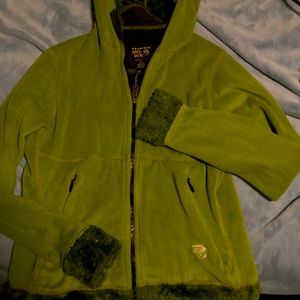 Womens XS mountain hardwear lime/grass green insulated fully lined hoodie